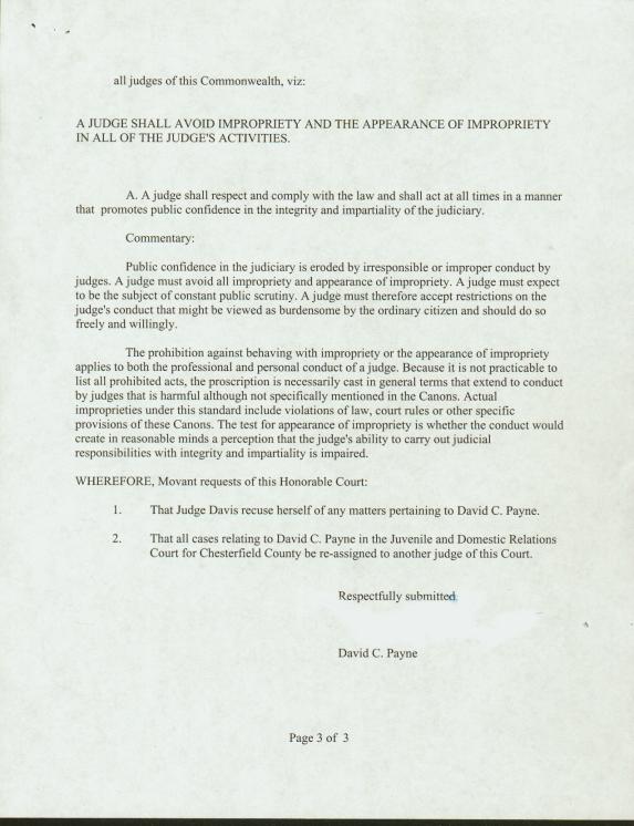 Motion for Recusal to JudgeBonnie Davis